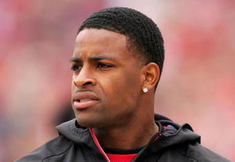 SAN FRANCISCO - OCTOBER 11:  Michael Crabtree, the San Francisco 49ers first round draft pick, watches the 49ers game against the Atlanta Falcons on the sidelines at Candlestick Park on October 11, 2009 in San Francisco, California.  (Photo by Ezra Shaw/Getty Images)
