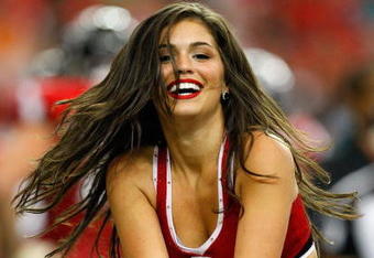 ATLANTA - SEPTEMBER 13:  A cheerleader for the Atlanta Falcons dances during the game against the Miami Dolphins at Georgia Dome on September 13, 2009 in Atlanta, Georgia.  (Photo by Kevin C. Cox/Getty Images)