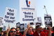 UNIONDALE, NY - AUGUST 04: Fans rally for support at the Nassau Coliseum prior to marching to the Lighthouse project public hearing at the Adams Playhouse on the campus of Hofstra University on August 4, 2009 in Uniondale, New York. (Photo by Mike Stobe/Getty Images)