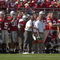 COLUMBUS, OH - SEPTEMBER 6:  Head coach Jim Tressel of the Ohio State University Buckeyes shouts from the sidelines to his defense during the game against the San Diego State University Aztecs at Ohio Stadium on September 6, 2003 in Columbus, Ohio. Ohio State defeated San Diego State16-13.  (Photo by David Maxwell/Getty Images)