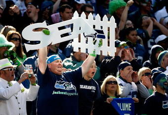 SEATTLE , WA - OCTOBER 11: A fan of the Seattle Seahawks holds a of sign during the game againstthe Jacksonville Jaguars at Qwest Field on October 11, 2009 in Seattle, Washington.  (Photo by Jonathan Ferrey/Getty Images)