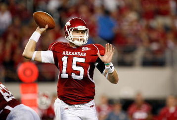 ARLINGTON, TX - OCTOBER 03:  Quarterback Ryan Mallett #15 of the Texas A&M Aggies at Cowboys Stadium on October 3, 2009 in Arlington, Texas.  (Photo by Ronald Martinez/Getty Images)