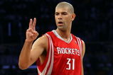 LOS ANGELES, CA - MAY 12:  Shane Battier #31 of the Houston Rockets holds up two fingers in the second half against the Los Angeles Lakers in Game Five of the Western Conference Semifinals during the 2009 NBA Playoffs at Staples Center on May 12, 2009 in Los Angeles, California. NOTE TO USER: User expressly acknowledges and agrees that, by downloading and or using this photograph, User is consenting to the terms and conditions of the Getty Images License Agreement.  (Photo by Stephen Dunn/Getty Images)