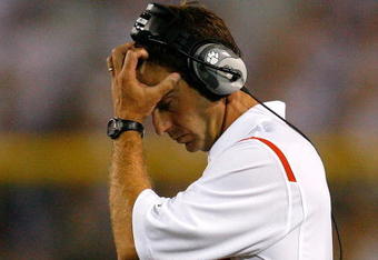 ATLANTA - SEPTEMBER 10:  Head coach Dabo Swinney of the Clemson Tigers walks onto the field during a timeout against the Georgia Tech Yellow Jackets at Bobby Dodd Stadium on September 10, 2009 in Atlanta, Georgia.  (Photo by Kevin C. Cox/Getty Images)