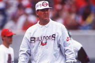 8 OCT 1994:  GEORGIA HEAD COACH RAY GOFF PACES THE SIDELINE DURING THE BULLDOGS 40-14 VCITORY OVER THE CLEMSON TIGERS AT SANFORD STADIUM IN ATHENS, GEORGIA. Mandatory Credit: Doug Pensinger/ALLSPORT