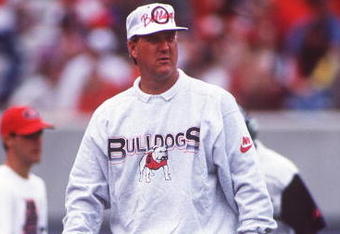8 OCT 1994:  GEORGIA HEAD COACH RAY GOFF PACES THE SIDELINE DURING THE BULLDOGS 40-14 VCITORY OVER THE CLEMSON TIGERS AT SANFORD STADIUM IN ATHENS, GEORGIA. Mandatory Credit: Doug Pensinger/ALLSPORT