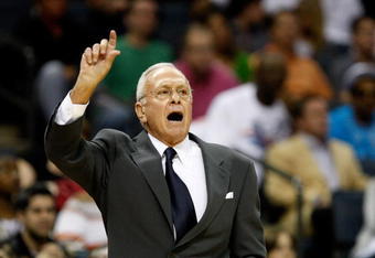 CHARLOTTE, NC - MARCH 31:  Head coach Larry Brown of the Charlotte Bobcats yells to his team during their game against the Los Angeles Lakers at Time Warner Cable Arena on March 31, 2009 in Charlotte, North Carolina.  NOTE TO USER: User expressly acknowledges and agrees that, by downloading and/or using this Photograph, user is consenting to the terms and conditions of the Getty Images License Agreement.  (Photo by Streeter Lecka/Getty Images)
