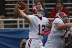 OXFORD, MS - OCTOBER 10:  Quarterback Greg McElroy #12 of the Alabama Crimson Tide looks for a receiver during their game against the Mississippi Rebels at Vaught-Hemingway Stadium on October 10, 2009 in Oxford, Mississippi. (Photo by Dave Martin/Getty Images)