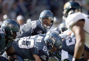 SEATTLE - OCTOBER 11:  Quarterback Matt Hasselback #8  of the Seattle Seahawks calls the play at the line of scrimmage during the game against the Jacksonville Jaguars on October 11, 2009 at Qwest Field in Seattle, Washington. The Seahawks defeated the Jaguars 41-0. (Photo by Otto Greule Jr/Getty Images)     
