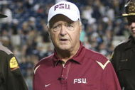 PROVO, UT. - SEPTEMBER 19:  Bobby Bowden, Head Coach of the Florida State Seminoles, walks off the field after the win over The Brigham Young Cougars at La Vell Edwards Stadium on September 19, 2009 in Provo, Utah.  (Photo by Melissa Majchrzak/Getty Images)