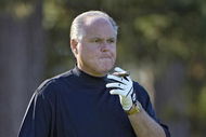 UNITED STATES - FEBRUARY 10:  Rush Limbaugh during the second round of the AT&T Pebble Beach National Pro-Am on Spyglass Hill Golf Course in Pebble Beach, California on February 10, 2006.  (Photo by Marc Feldman/Getty Images)