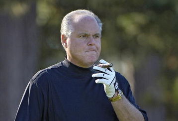 UNITED STATES - FEBRUARY 10:  Rush Limbaugh during the second round of the AT&T Pebble Beach National Pro-Am on Spyglass Hill Golf Course in Pebble Beach, California on February 10, 2006.  (Photo by Marc Feldman/Getty Images)