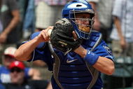 ARLINGTON, TX - APRIL 19: Catcher John Buck #14 of the Kansas City Royals on April 19, 2009 at Rangers Ballpark in Arlington, Texas. (Photo by Ronald Martinez/Getty Images)