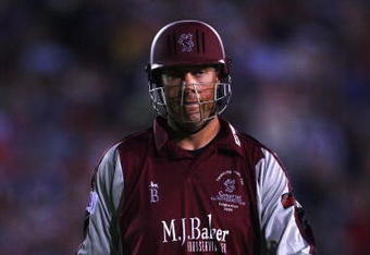 BIRMINGHAM, ENGLAND - AUGUST 15:  Marcus Trescothick of Somerset looks dejected after losing his wicket during the Twenty20 Cup Final between Somerset and Sussex at Edgbaston on August 15, 2009 in Birmingham, England.  (Photo by Tom Shaw/Getty Images)
