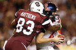 COLUMBIA, SC - SEPTEMBER 24:  Defensive end Cliff Matthews #83 of the South Carolina Gamecocks sacks quarterback Jevan Snead #4 of the Mississippi Rebels during their game at Williams-Brice Stadium on September 24, 2009 in Columbia, South Carolina. (Photo by Streeter Lecka/Getty Images)