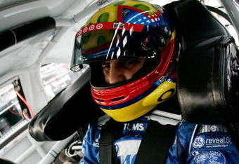 CONCORD, NC - OCTOBER 15:  Juan Pablo Montoya, driver of the #42 Lysol Chevrolet, sits in his car during practice for the NASCAR Sprint Cup Series NASCAR Banking 500 at Lowe's Motor Speedway on October 15, 2009 in Concord, North Carolina.  (Photo by Jason Smith/Getty Images for NASCAR)