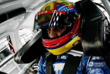 CONCORD, NC - OCTOBER 15:  Juan Pablo Montoya, driver of the #42 Lysol Chevrolet, sits in his car during practice for the NASCAR Sprint Cup Series NASCAR Banking 500 at Lowe's Motor Speedway on October 15, 2009 in Concord, North Carolina.  (Photo by Jason Smith/Getty Images for NASCAR)