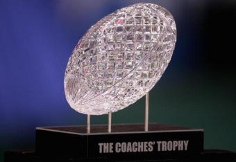 NEW ORLEANS - JANUARY 07:  The Coaches' Trophy is displayed before the Ohio State Buckeyes take on the Louisiana State University Tigers in the AllState BCS National Championship on January 7, 2008 at the Louisiana Superdome in New Orleans, Louisiana.  (Photo by Streeter Lecka/Getty Images)