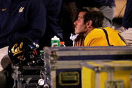 BERKELEY, CA - OCTOBER 03:  Kevin Riley #13 of the California Golden Bears sits on the bench during the final quarter of their game against the USC Trojans at California Memorial Stadium on October 3, 2009 in Berkeley, California.  (Photo by Ezra Shaw/Getty Images)