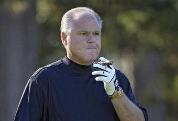 UNITED STATES - FEBRUARY 10:  Rush Limbaugh during the second round of the AT&T Pebble Beach National Pro-Am on Spyglass Hill Golf Course in Pebble Beach, California on February 10, 2006.  (Photo by Marc Feldman/Getty Images)