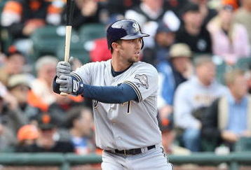 SAN FRANCISCO - APRIL 07:  J.J. Hardy #7 of the Milwaukee Brewers bats against the San Francisco Giants during Opening Day of the Major League Baseball season on April 7, 2009 at AT&T Park in San Francisco, California.  (Photo by Jed Jacobsohn/Getty Images)