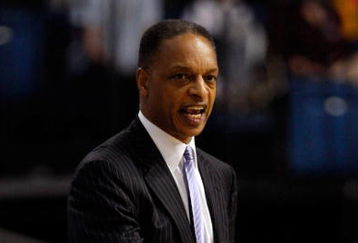 TAMPA, FL - MARCH 13:  Head coach Trent Johnson of the Louisiana State University Tigers argues a call during the game against the Kentucky Wildcats during the second round of the SEC Men's Basketball Tournament on March 13, 2009 at The St. Pete Times Forum in Tampa, Florida.  (Photo by Chris Graythen/Getty Images)