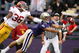 SEATTLE - SEPTEMBER 19:  Wide receiver Devin Aguilar #9 of the Washington Huskies just misses this catch at the goal line against Josh Pinkard #36 of the USC Trojans on September 19, 2009 at Husky Stadium in Seattle, Washington. The Huskies defeated the Trojans 16-13. (Photo by Otto Greule Jr/Getty Images)