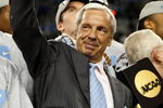 DETROIT - APRIL 06:  Head coach Roy Williams of the North Carolina Tar Heels celebrates following the Tar Heels 89-72 win against the Michigan State Spartans during the 2009 NCAA Division I Men's Basketball National Championship game at Ford Field on April 6, 2009 in Detroit, Michigan.  (Photo by Streeter Lecka/Getty Images)