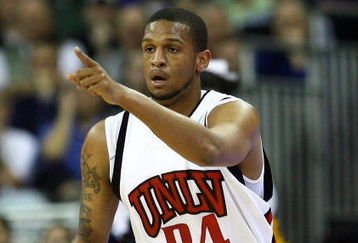 OMAHA, NE - MARCH 20:  Matt Shaw #34 of the UNLV Runnin' Rebels celebrates an offensive play against the Kent State Golden Flashes Vikings during the Midwest Region first round of the 2008 NCAA Men's Basketball Tournament on March 20, 2008 at the Qwest Center in Omaha, Nebraska.  (Photo by Jamie Squire/Getty Images)