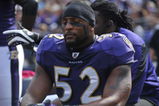 BALTIMORE - OCTOBER 11:  Ray Lewis #52 of the Baltimore Ravens meditates on the bench before the game against the Cincinnati Bengals at M&T Bank Stadium on October 11, 2009 in Baltimore, Maryland. The Bengals defeated the Ravens 17-14. (Photo by Larry French/Getty Images)