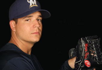 MARYVALE, AZ - FEBRUARY 19: Manny Parra of the Milwaukee Brewers poses during photo day at the Brewers spring training complex on February 19, 2009 in Maryvale, Arizona. (Photo by Ronald Martinez/Getty Images)