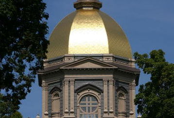 SOUTH BEND, IN - SEPTEMBER 19: A general view of the 'Golden Dome' on the campus of Notre Dame University before a game between the Notre Dame Fighting Irish and the Michigan State Spartans on September 19, 2009 at Notre Dame Stadium in South Bend, Indiana. (Photo by Jonathan Daniel/Getty Images)