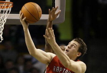 BOSTON - JANUARY 12:  Andrea Bargnani #7 of the Toronto Raptors takes a shot in the second half against the Celtics on January 12, 2007 at the TD Banknorth Garden in Boston, Massachusetts. The Toronto Raptors defeated the Boston Celtics 95-86. NOTE TO USER: User expressly acknowledges and agrees that, by downloading and or using this photograph, User is consenting to the terms and conditions of the Getty Images License Agreement.  (Photo by Elsa/Getty Images)