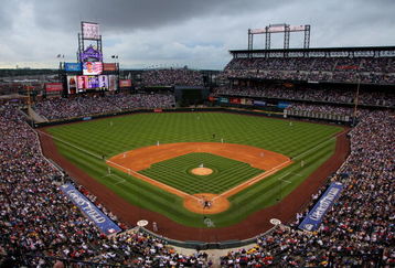 DENVER - JULY 04:  A general view of the stadium as the Arizona Diamondbacks face the Colorado Rockies during MLB action at Coors Field on July 4, 2009 in Denver, Colorado.  (Photo by Doug Pensinger/Getty Images)