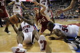 AUBURN HILLS, MI - APRIL 26: Will Bynum #12 of the Detroit Pistons tries to pass to a teammate but his foot was out of bounds in front of Delonte West #13 of the Cleveland Cavaliers in Game Four of the Eastern Conference Quarterfinals during the 2009 NBA Playoffs at the Palace of Auburn Hills on April 26, 2009 in Auburn Hills, Michigan. NOTE TO USER: User expressly acknowledges and agrees that, by downloading and or using this photograph, User is consenting to the terms and conditions of the Getty Images License Agreement.  (Photo by Gregory Shamus/Getty Images)