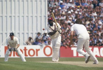 MANCHESTER - MAY 31:  Viv Richards of the West Indies hits out on his way to 189 not out during the Texaco Trophy, 1st One-day International match between England and the West Indies held on May 31, 1984 at Old Trafford, in Manchester, England. (Photo by Adrian Murrell/Getty Images)