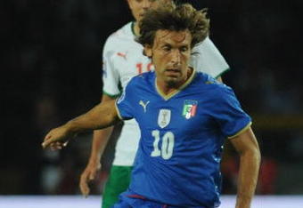 TURIN, ITALY - SEPTEMBER 09:  Andrea Pirlo of Italy in action during the FIFA 2010 World Cup Qualifying Group 8 match between Italy and Bulgaria at Olimpico Stadium on September 9, 2009 in Turin, Italy.  (Photo by Valerio Pennicino/Getty Images)
