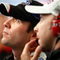 CONCORD, NC - OCTOBER 16: Jimmie Johnson (L), driver of the #48 Lowe's Chevrolet, watches lap times with crew chief Chad Knaus (R) during practice for the NASCAR Sprint Cup Series NASCAR Banking 500 at Lowe's Motor Speedway on October 16, 2009 in Concord, North Carolina.  (Photo by Geoff Burke/Getty Images for NASCAR)