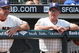 SAN FRANCISCO - JULY 6: Manager Bruce Bochy #15 and coach Carney Lansford #9 of the San Francisco Giants watch the action against  the Los Angeles Dodgers during a Major League Baseball game on July 6, 2008 at AT&T Park in San Francisco, California. (Photo by: Jed Jacobsohn/Getty Images)