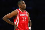 LOS ANGELES - MARCH 30:  Dikembe Mutombo #55 of the Houston Rockets looks on against the Los Angeles Lakers at Staples Center on March 30, 2007 in Los Angeles, California. The Rockets won 107-104. NOTE TO USER: User expressly acknowledges and agrees that, by downloading and or using this Photograph, user is consenting to the terms and conditions of the Getty Images License Agreement. (Photo by Lisa Blumenfeld/Getty Images)