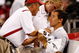ARLINGTON, TX - SEPTEMBER 05:  Quarterback Sam Bradford #14 of the Oklahoma Sooners on the sidelines after suffering an injury against the Brigham Young Cougars at Cowboys Stadium on September 5, 2009 in Arlington, Texas.  (Photo by Ronald Martinez/Getty Images)