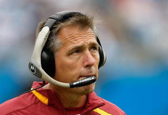 CHARLOTTE, NC - OCTOBER 11:  Head coach Jim Zorn of Washington Redskins watches on against the Carolina Panthers at Bank of America Stadium on October 11, 2009 in Charlotte, North Carolina.  (Photo by Streeter Lecka/Getty Images)