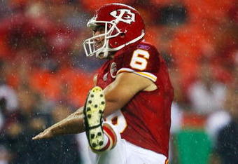 KANSAS CITY, MO - AUGUST 15:  Kicker Ryan Succop #6 of the Kansas City Chiefs kicks a field goal at the end of the first half of the preseason game against the Houston Texans at Arrowhead Stadium on August 15, 2009 in Kansas City, Missouri. (Photo by Dilip Vishwanat/Getty Images)