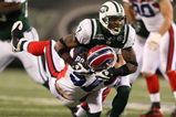 EAST RUTHERFORD, NJ - OCTOBER 18:  Braylon Edwards #17 of the New York Jets watches the ball after a missed pass attempt broken up by Paul Posluszny #51 of the Buffalo Bills during their game on October 18, 2009 at Giants Stadium in East Rutherford, New Jersey.  (Photo by Al Bello/Getty Images)