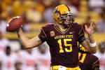 TEMPE, AZ - OCTOBER 03:  Quarterback Danny Sullivan #15 of the Arizona State Sun Devils throws a pass during the college football game against the Oregon State Beavers at Sun Devil Stadium on October 3, 2009 in Tempe, Arizona. The Beavers defeated the Sun Devils 28-17.  (Photo by Christian Petersen/Getty Images)