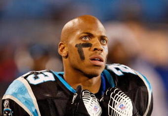 CHARLOTTE, NC - JANUARY 10:  Dante Wesley #23 of the Carolina Panthers looks on during the game against  the Arizona Cardinals during the NFC Divisional Playoff Game on January 10, 2009 at Bank of America Stadium in Charlotte, North Carolina.  (Photo by Streeter Lecka/Getty Images)