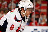DETROIT - OCTOBER 10:  Alex Ovechkin #8 of the Washington Capitals looks on during the game against the Detroit Red Wings on October 10, 2009 at Joe Louis Arena in Detroit, Michigan. (Photo by Gregory Shamus/Getty Images)