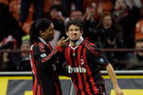 MILAN, ITALY - OCTOBER 18:  Alexandre Pato and Ronaldinho of AC Milan celebrate after Milan's second goal during the Serie A match between AC Milan and AS Roma at Stadio Giuseppe Meazza on October 18, 2009 in Milan, Italy.  (Photo by Claudio Villa/Getty Images)