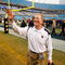 CHARLOTTE, NC - DECEMBER 27:  Head coach Bill Stewart of the West Virginia Mountaineers celebrates after a 31-30 victory over the North Carolina Tar Heels after the Meineke Car Care Bowl on December 27, 2008 at Bank of America Stadium in Charlotte, North Carolina.  (Photo by Streeter Lecka/Getty Images)
