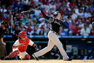 PHILADELPHIA - OCTOBER 07:  Brad Hawpe #11 of the Colorado Rockies pops out in the top of the second inning against the Philadelphia Phillies in Game One of the NLDS during the 2009 MLB Playoffs at Citizens Bank Park on October 7, 2009 in Philadelphia, Pennsylvania. The Phillies won 5-1. (Photo by Jeff Zelevansky/Getty Images)